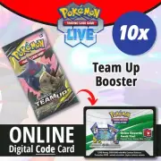 10 x Pokémon PTCGO Live TCG Team Up Booster ONLINE Bulk Code Cards Lot
