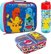 Pokémon Kids Childrens Lunch Box Set – Insulated Lunch Bag, Multicompartment Lunch Box & 540ml Water Bottle - School Travel Lunch Food Set, BPA Free