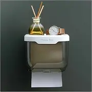 Modern Wall Mount Tissue Holder Box for Bathroom Toilet Paper Holder Storage Rack Punch-Free Storage Box Kitchen Supplies Tabletop(Black,Large)