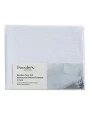 [Dreamaker] Bamboo Terry Cot Waterproof Pillow Protector 2 Pack in White