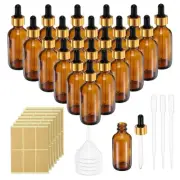 100Pcs 50ml Glass Dropper Bottle with Eye Dropper Label Funnel Amber