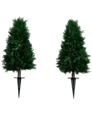 Nearly Natural Set of 2 2.5ft UV-Resistant Artificial Cedar Plant With Integrated Ground Stake (Indoor/Outdoor)