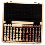 15 inch Wooden Folding Chess & Checkers Set Chess & Checkers - Weighted Pieces