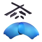 Walleva Blue Non-Polarized Lenses + Black Rubber Kit For Oakley Half Jacket XLJ