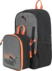 PUMA Unisex Kid's Colony Lunch Kit & Backpack Combo, Heather Grey/Heat Fire, Medium, Heather Grey/Heat Fire, Medium, Colony Lunch Kit & Backpack Combo