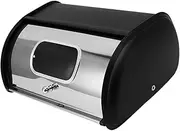 Large Bread Box Storage Container with Window, Mirror Finish, Easy to Clean for Kitchen Counters (Black)