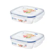 2x Locknlock 750ml Airtight Classic Special 3-Section Lunch Food Container Clear