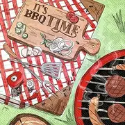 Barbecue Party Paper Napkins, Serviettes - 40 Count | 2 Packages of 20CT Lunch Napkins in BBQ Time Design