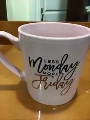 LESS MONDAY MORE FRIDAY COFFEE MUG. Art Deco Print Mug. B149