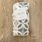2 Bella Lux PAIGE DROP Flowers Gray Taupe White Blue Bathroom Fingertip Towels