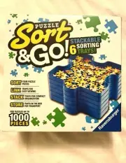 Sort and Go Jigsaw Puzzle Accessory 6 Stackable Plastic Sorting Trays SEALED ~~~