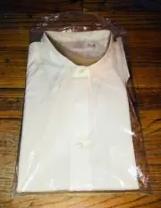 Brook Brothers Mens Button Up Shirt White Solid Chest Pocket Size 16-4