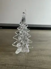 Vintage 6" Art Crystal Clear Glass Evergreen Christmas Tree Figurine Sculpture