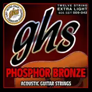 GHS 605 Phosphor Bronze 12-String Acoustic Guitar Strings Extra Light 9-42