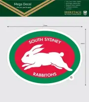 620491 SOUTH SYDNEY RABBITOHS NRL TEAM HERITAGE MEGA DECAL CAR SPOT STICKER