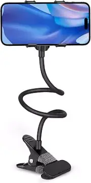 Gooseneck Phone Holder, 360° Adjustable Lazy Bracket, Universal Mobile black
