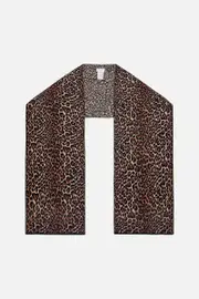 EMBELLISHED KNIT SCARF LEOPARD PRINT