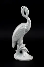 9942848 Gray Herons Wagner & Apel Porcelain White Figure Bird H23cm