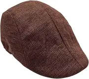 [OATIPHO] Unisex Flax Beret Newsboy Hat Men Women Sunscreen Peaked Hat British Style Driving Hat Red Coffee Stylish Warmth