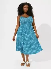 Torrid Blue Skater Dress Button Front NWT New 0X