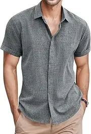 [Generic] Men's Short Sleeve Shirts Casual Button Down Summer T-Shirt Tops Loose Beach Holiday Hawaiian Shirts