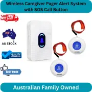 Wireless Caregiver Pager Alert System with SOS Call Button, 1 Receiver & 2 Trans