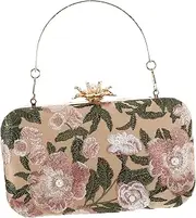 [CATIEBYE] Women's Evening Bag Handmade Embroidered Clutch Purse Chain Strap for Wedding Prom Party Stylish