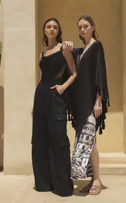 [Andres Otalora] Sona Tassel-Embellished Satin Caftan Dress
