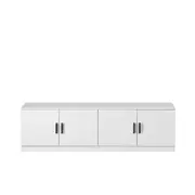 European Cabinetry White VJ Panel Oval Black Handles Bucharest TV Unit