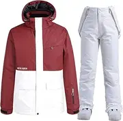 [CLSQLXYJZC] Snowboard Ski Suit Set, Unisex Outdoor Sports Windproof Warm Zip Ski Jacket and Pant with Removable Hood, for Winter Waterproof Ski Enthusiast Clothing(Color6,X-Large)