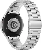 [SUNDAREE] One Click Band Compatible with Samsung Galaxy Watch 7/Watch 6 Classic 47MM/Watch 5 Pro/FE,No Gap Men Woman Stainless Steel Metal Strap for Watch 7/6/5/4 44MM 40MM 46MM 43MM 42MM 45MM,Silver