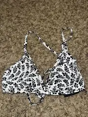 Nike Women’s Tie Back Bikini Triangle Dot Party White/Black Bikini Top