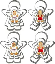 12 PCS Gingerbread Boy Girl Shaped Cookie Cutter Set, Stainless Steel Gingerbread Cookie Cutters for Christmas, Biscuit Cake Baking Cutter Molds for Family Valentine's Day Lovers Wedding Gift (12)