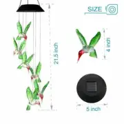 Solar Power LED Wind Chime Crystal Hummingbird Outdoor Garden Light Lamps US