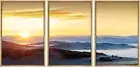 Sunset Mountain Landscape Wall Art Nature Framed Canvas Prints Set of 3