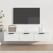 White Wall Cabinet 102x30x20 cm, Engineered Wood Floating Shelf with Drawers - Stylish Storage Solution for Bedroom, Living Room, Bathroom, and Office Decor