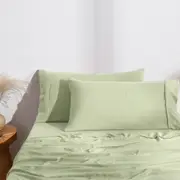 Dreamaker Superfine Washed Microfibre King Pillowcase Twin Pack Sage Green