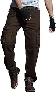 [HanzhuoLG] Men Cargo Overalls Military Tactical Outdoor Pants Offroad Work Camo Casual Male Clothing Baggy Big Size Long Trousers For Men's brown Small