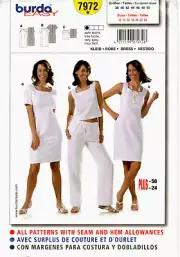 Burda 7972 Misses Dress & Top Sewing Pattern Uncut Size 12-24