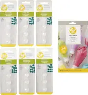 24 WILTON DISPOSABLE NO. 21 OPEN STAR DECORATING TIPS AND 24 WILTON 12″ BAGS SET