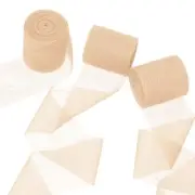 3 Roll Chiffon Crinkle Ribbon 1.6"x5.5 Yd, Fabric Silk Ribbon, Champagne