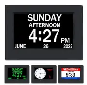 Clock with Day and Date for Elderly-3 Colors Display Digital Calendar Alarm C...