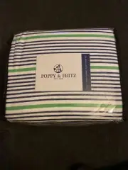 NEW POPPY & FRITZ Pierson 3-piece Flannel Duvet Cover Comforter Set FULL/QUEEN