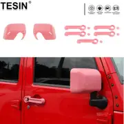 Set Side Rearview Mirror&Door Handle Cover Shell For Jeep Wrangler JK 07-17 Pink (for: Jeep)