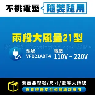 【台達電子】21系列 兩段式風量超靜音節能換氣扇(VFB21AXT4)