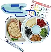 Gobe Kids Lunchbox - Reusable Snack Container with 5 Compartment Dispenser and Lid | BPA and PVC Free | Dishwasher Safe | No Spill, Leakproof (Macaron Blue)