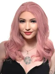 Dusty Pink Loose Waves Mid-Length Lace Front Fashion Wig