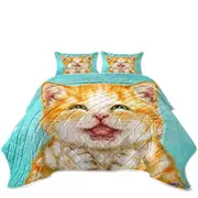 Cute Cats Art Joyful Ginger Kitten Coverlet
