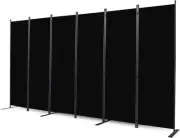 Room Divider, 6 Panel Folding Privacy Screens with 22"- 6 Panel, Black