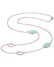 Genevive 18K Rose Gold Vermeil Green CZ 30in Necklace